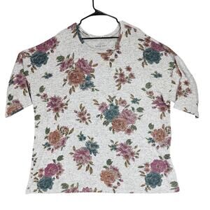 Torrid T Shirt Top 4 Super Soft Plush Knit Floral Gray Pink 54x30 Stretch Comfy‎